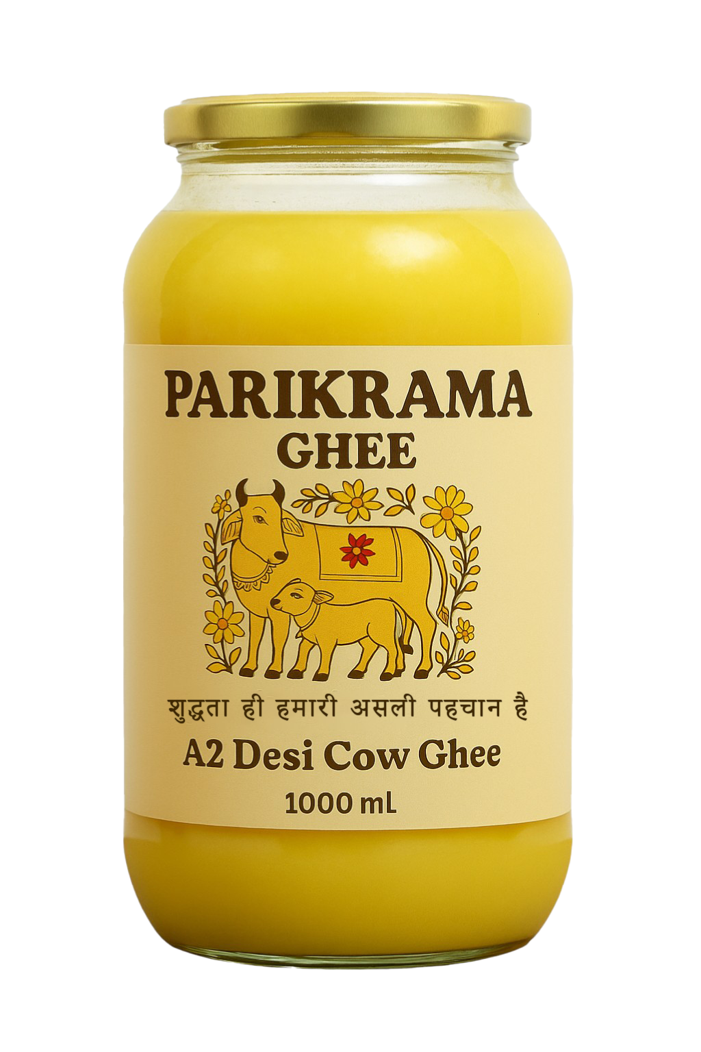Desi A2 Cow Bilona Ghee - 100% Pure (Yellow) - 1000ml
