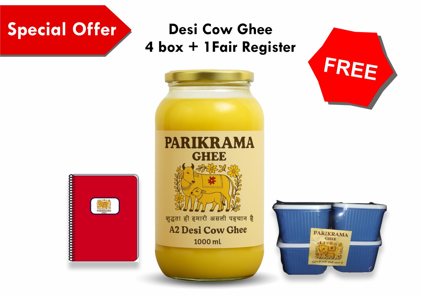Desi A2 Cow Bilona Ghee - 100% Pure (Yellow) - 1000ml - Image 2