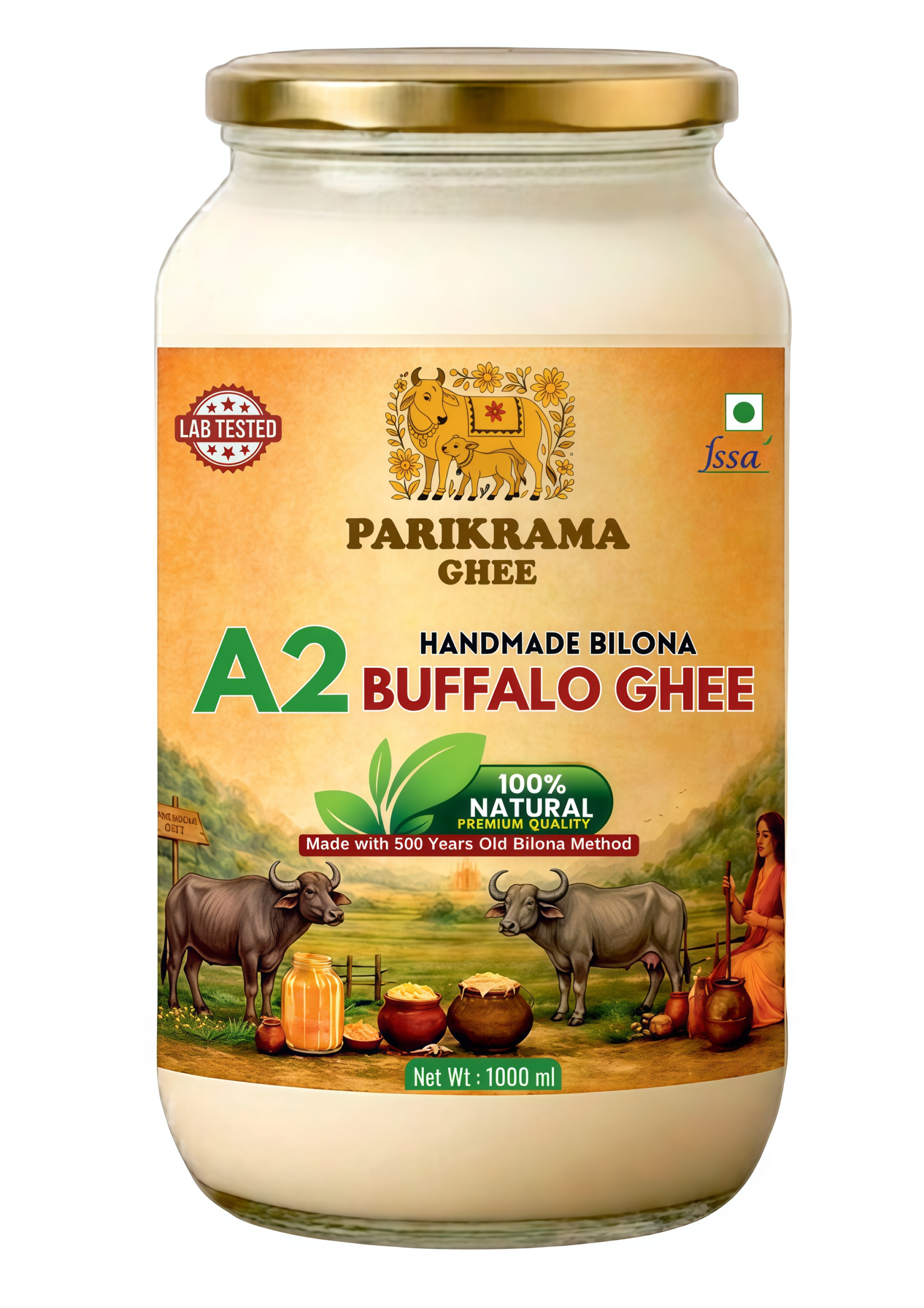 A2 Buffalo Bilona Ghee - 100% Pure (White) - 1000ml